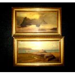 2 late 19th early 20th century seascape paintings on board