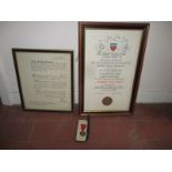 2 framed citations and a Mayor of Bath medal