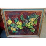 David Peretz (France)- Still life of yellow flowers, oil on canvas, signed l/r, stamped verso