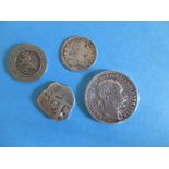 4 silver coins to include a cob