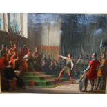 Oil on canvas -Richard Coeur de Lion accused of treason by the German court 1192. Signed A