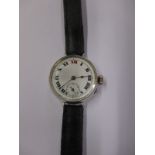 Silver cased Swiss movement WWI officers trench watch