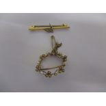 Two 15ct gold brooches set with seed pearls