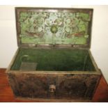 An 18th century ‘Armada’ chest with single key operating an 11 bolt lock