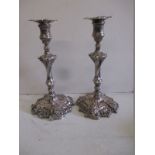 A pair of 19th century sterling silver candlesticks, approx weight 1840g