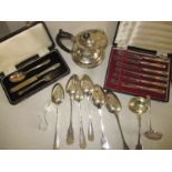 A quantity of sterling silver items to include Bateman spoons, approx. weight 804g