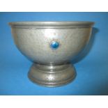 A Liberty's Tudric pewter bowl with enamel cabochon decoration