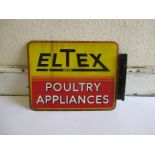 A double sided enamel advertising sign for Eltex poultry appliances