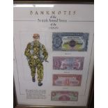 A limited edition framed British Forces banknote collection