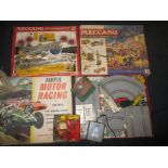 A boxed Airfix motor racing game and a Meccano site engineering set