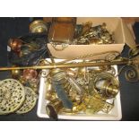 A very large quantity of antique and later brass items