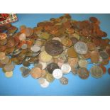 A quantity of mixed coins, medals and tokens