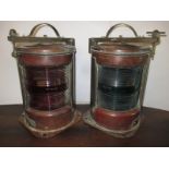 A pair of Port & Starboard copper ships lamps