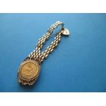 A 9ct gold bracelet mounted with a 1/10 Rand, approx. total weight 11.9g