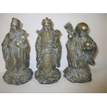 3 cast brass Chinese deity