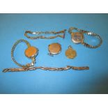 Gold cased watches a bracelet and other yellow metal items