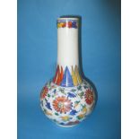 A 19th century Chinese baluster form vase with polychrome hand painted decoration, 6 figure make