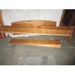 A pine bed frame