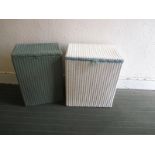 Two Lloyd Loom linen boxes