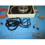 A quantity of costume jewellery to include a 9ct gold necklace