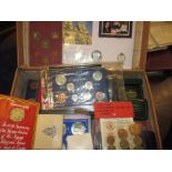 A large quantity of commemorative coin sets
