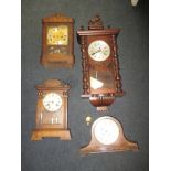 4 vintage wood cased clocks