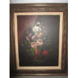 A still life floral oil on canvas, signed l/r, purchased in America in the 1960s