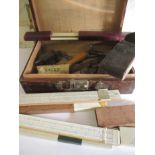 A quantity of collectable items to include slide rules and other tools