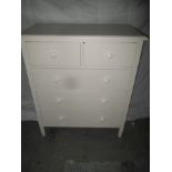 A painted pine chest of 2 short over 3 long drawers