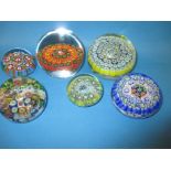 6 Murano glass paperweights