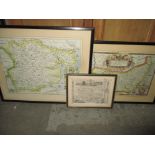 3 framed maps of Suffolk and Essex