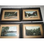 4 Framed early 20th century American postcards of prospect park Brooklyn
