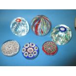 6 Murano glass paperweights