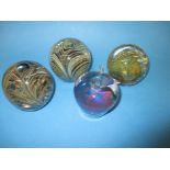 4 Vintage Adrian Sankey glass paperweights