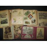 5 Victorian and later scrap books to include a cloth page example
