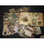A large quantity of vintage postcards and greetings cards