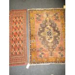 A Turkmenistan wool and silk Chuval and a Persian Luri? Wool rug