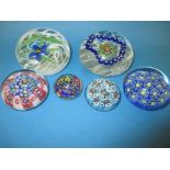 6 Murano glass paperweights