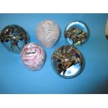 5 Vintage Adrian Sankey glass paperweights