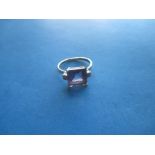 A 9ct white gold amethyst ring, approx. ring size L