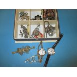 A 9ct gold watch a Mappin & Webb left handed watch and costume jewellery to include gold