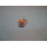 A 14ct yellow gold single stone opal ring, ring size L