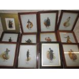 A quantity of Victorian paintings on glass, all dickens characters