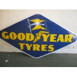 A large Goodyear Tyres enamel advertising sign, approx. size 152x81cm
