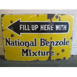 A vintage enamel advertising sign for National Benzole, approx. size 92x61cm