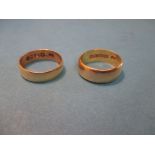 Two 22ct gold wedding bands, approx. weight 11.2g