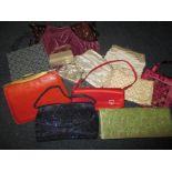 A quantity of vintage handbags to include a Harrods example