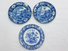 Three 19thC. blue & white transferware plates incl