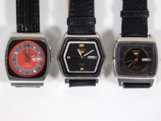 Three retro Seiko & Rioch watches