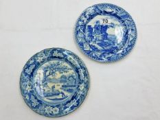 Two 19thC. blue & white transferware tea plates in